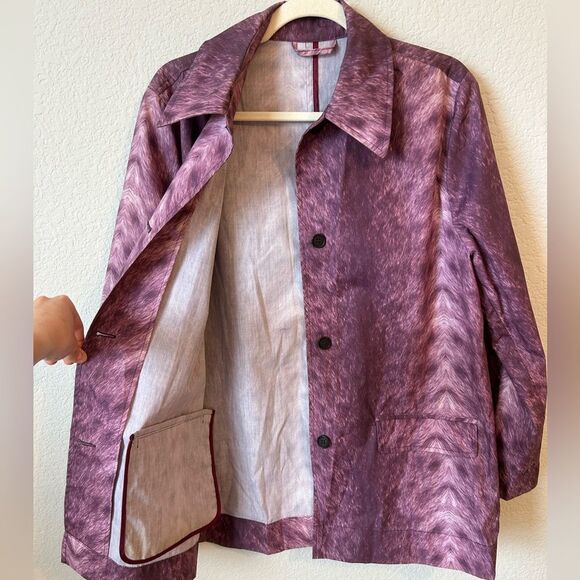 Holland and Holland Coated Canvas Hunting Jacket in Purple Hide, Size M - Picture 3 of 13